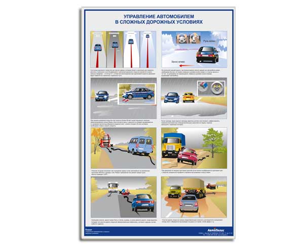 Плакат "Управление автомобилем в сложных дорожных условиях"  (600 х 900) 1л